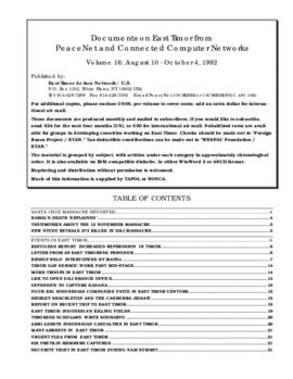 Documents on East Timor from PeaceNet and connected computer networks 16, Aug. 10 - Oct. 4, 1992