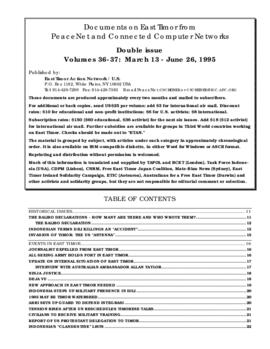 Documents on East Timor from PeaceNet and connected computer networks 36-37: March 13 - June 26, ...