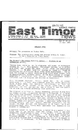 East Timor News Subject Memo 1990-06