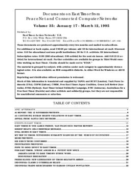 Documents on East Timor from PeaceNet and connected computer networks 35, Jan. 17 - March 12, 1995