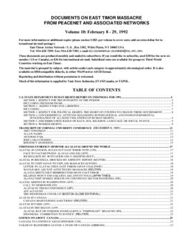 Documents on East Timor from PeaceNet and connected computer networks 10, Feb. 8-29, 1992