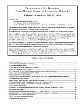 Documents on East Timor from PeaceNet and connected computer networks 23, June 8 - July 31, 1993