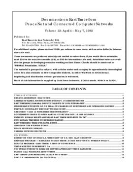 Documents on East Timor from PeaceNet and connected computer networks 12, April 4 - May 7, 1992