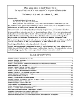 Documents on East Timor from PeaceNet and connected computer networks 22, April 11 - June 7, 1993