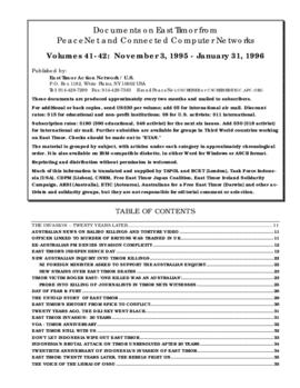 Documents on East Timor from PeaceNet and Connected Computer Networks 41-42: November 3, 1995 - J...