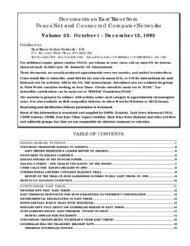 Documents on East Timor from PeaceNet and connected computer networks 25, Oct. 1 - Dec. 12, 1993