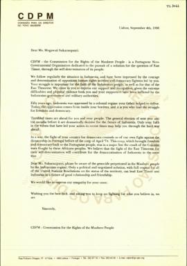 Letter CDPM – Megawati Sukarnoputri 1996-09-04