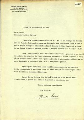 Letter CDPM - Ambassador Batista Martins 1983-02-24