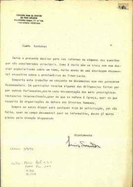 Letter Comissão para os Direitos do Povo Maubere (CDPM) – Portuguese Parliamentarians 1983-03-03