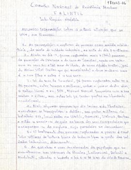 Letter Alex David - Superior Commandant of the Struggle 1992-10-20