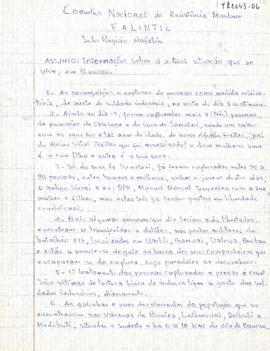 Letter Alex David - Superior Commandant of the Struggle 1992-10-20