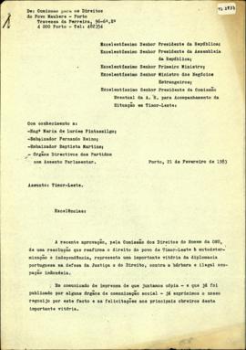 Letter Antônio Pinto Barbedo de Magalhães – Portuguese Authorities 1983-02-21