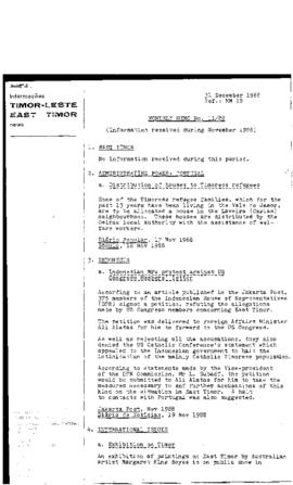 East Timor News Monthly Memo 1988-12