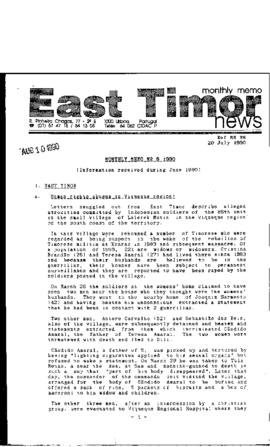 East Timor News Monthly Memo 1990-07